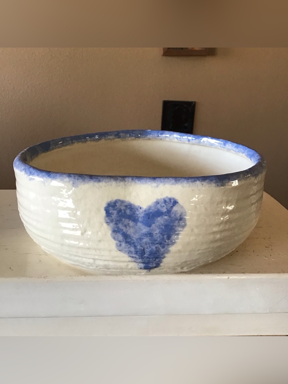 Vintage Cottagecore Heart Themed Pottery Art Handmade Bowl